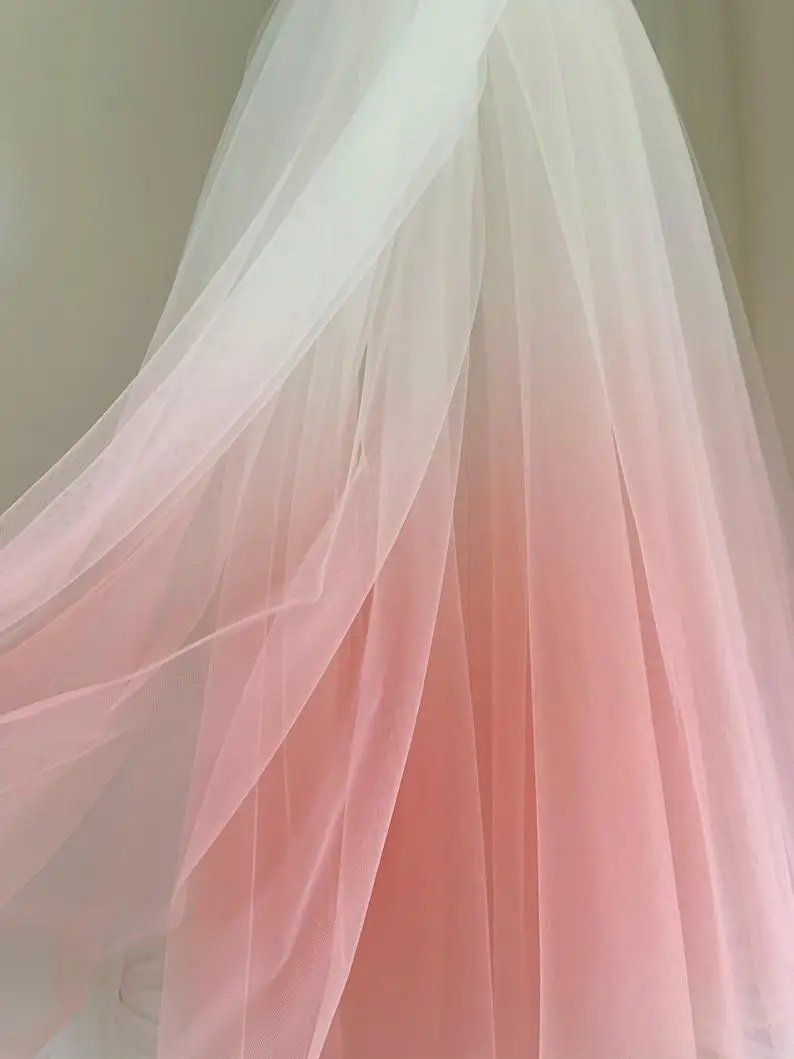 

5 yards Dip Dye Tulle Fabric Peach Pink Tulle Fabric With Ombré Color