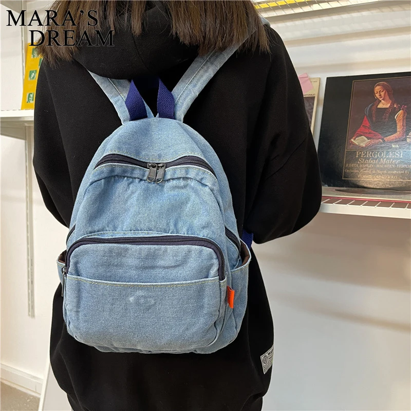 Mara\'s Dream Casual Large Capacity Denim Women Backpacks High Quality Ladies Daily Travel Bag Teenagers Girls School Schoolbag