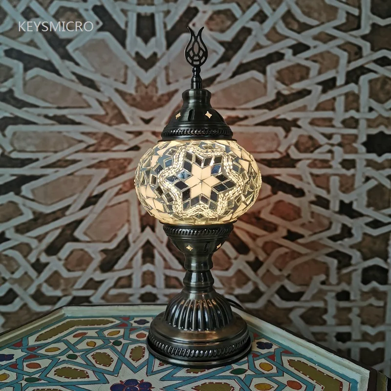 Turkish Mosaic Table Lamp Vintage Deco Handcrafted Lamparas De Mesa Glass Romantic Bed Light Lamparas Con Mosaicos Night Light
