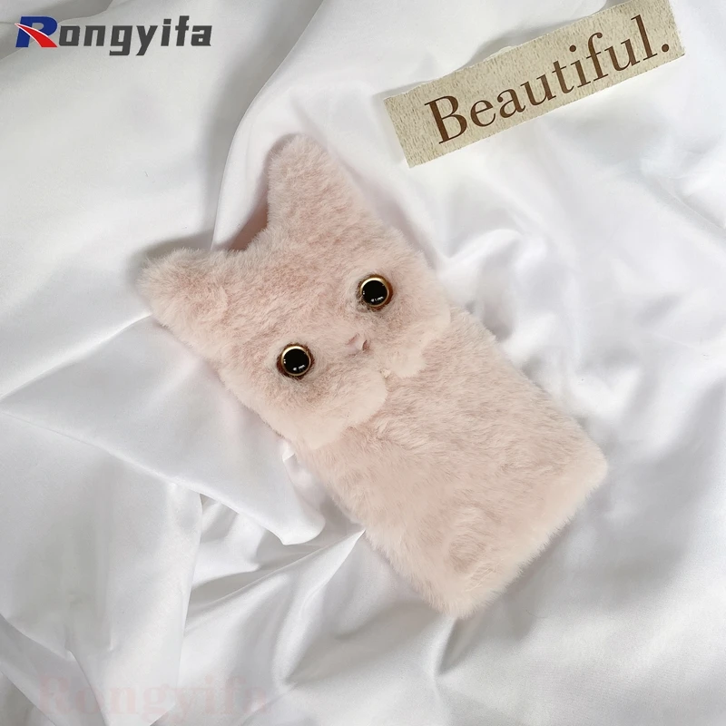 For Xiaomi Redmi Note 10 9 Pro Max 10S 9S 8 7 6 Pro 9T 8T K40 K30 Pro 9A 9C 8 8A 7 7A Cute Cat Ears Phone Case Plush Back Cover