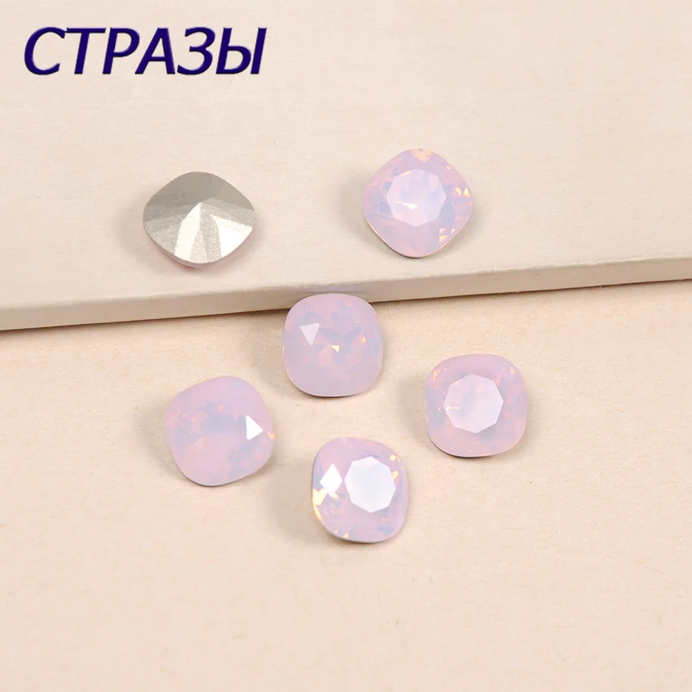 

4470 Strass Cushion Cut Rose water Opal Glass rhinestones for clothing garment applique accessories Green crystal Decoration