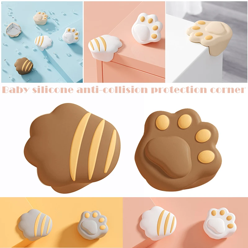 Cute Safety Protector Cartoon Cat Claw Table Corner Edge Protection Cover Anticollision Corner Guards Soft Silicone Baby Safety