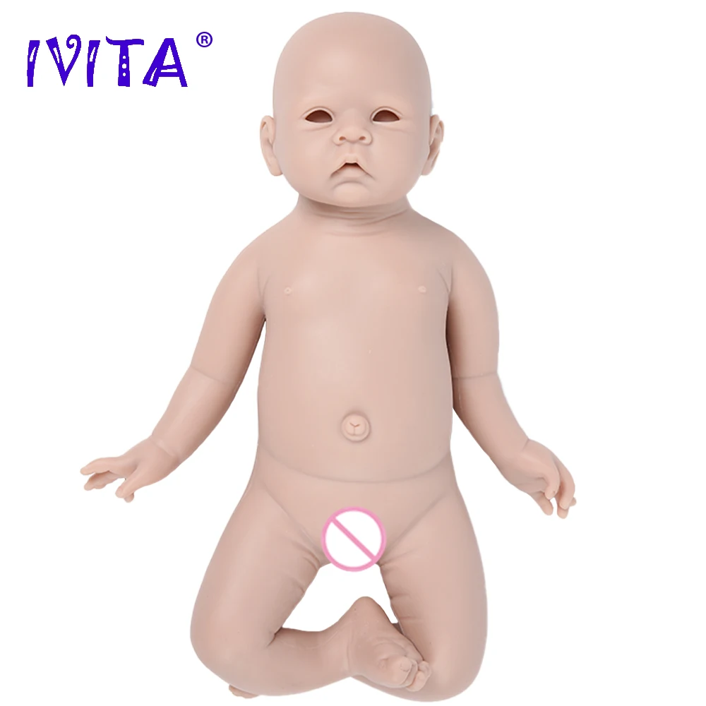 IVITA-Kit de jouets vierges en silicone pour bébé Reborn, poupées souples non peintes et inachevées, 3 couleurs, choix des yeux réalistes, nouveau-né, bricolage