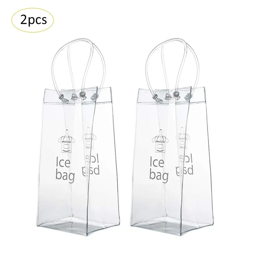 2Pcs Champagne Wine Cold Bag Pouch Cooler Bag Clear Transparent PVC with Handle for Pubs and Restaurants, Home, Outdoor Dropship