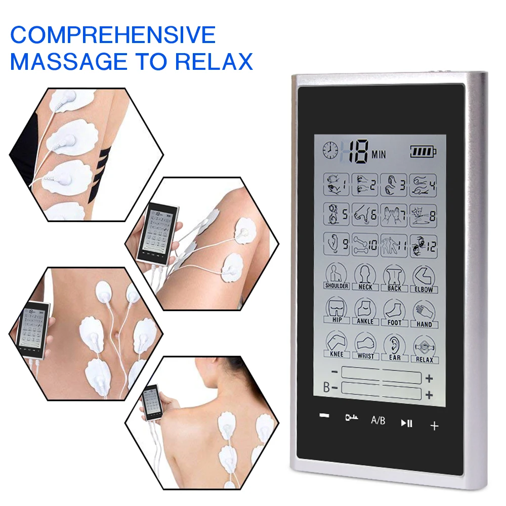 4 Output Channel 24 Modes EMS Eletric Professional Muscle Stimulation Physiotherapy Tens Electrodes Machines Body Massager Pads