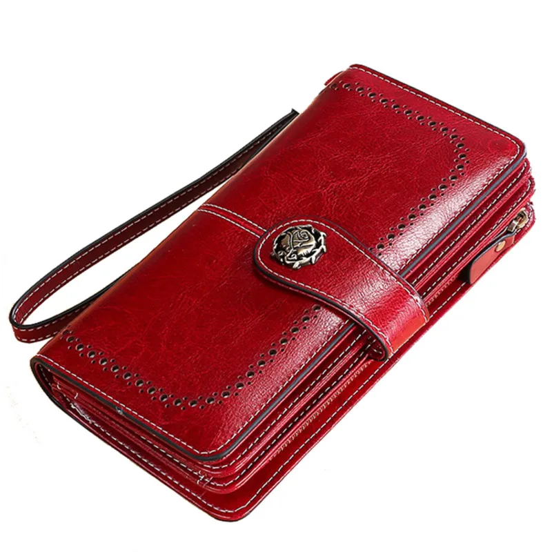 New Genuine Leather Women Wallets Rfid  Female Leather Purse Long Ladies Wallet Phone Case Woman Wallet And Purse Card Holder