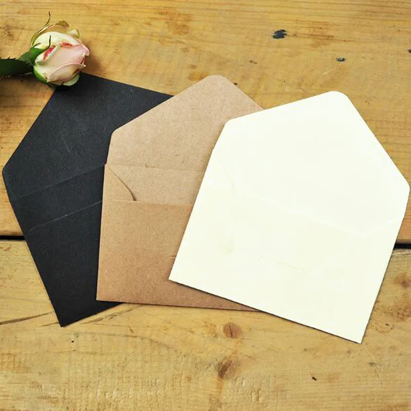 Mini Black Craft Paper Envelopes Vintage European Style Envelope For Card Scrapbooking Gift Packing 105mmX67mm 50pcs/lot