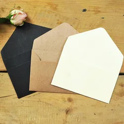 Mini enveloppes en papier artisanal noir, enveloppe de style européen vintage pour carte, scrapbooking, emballage cadeau, printemps mm x 67mm, lot de 50 pièces