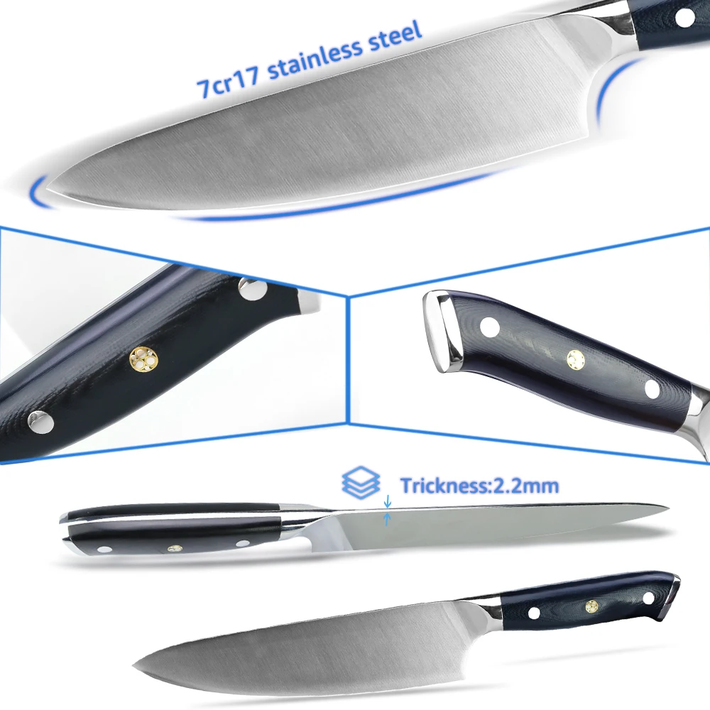 Kitchen Knife 8 Inch Chef Knife 7CR17 440C High Carbon Stainless Steel German G10 Handle Santoku Meat Cleaver Knife Cooking Tool