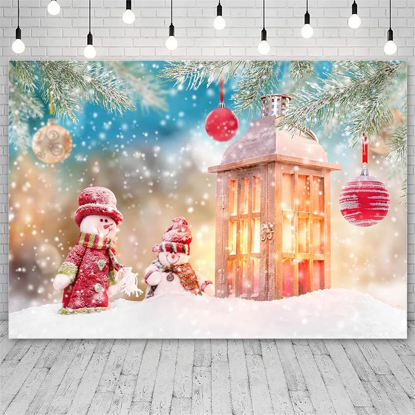 Avezano Backdrops Merry Christmas Winter Snowman Bell Candle Backgrounds for Photo Studio Photophone Wallpaper Photozone Decor