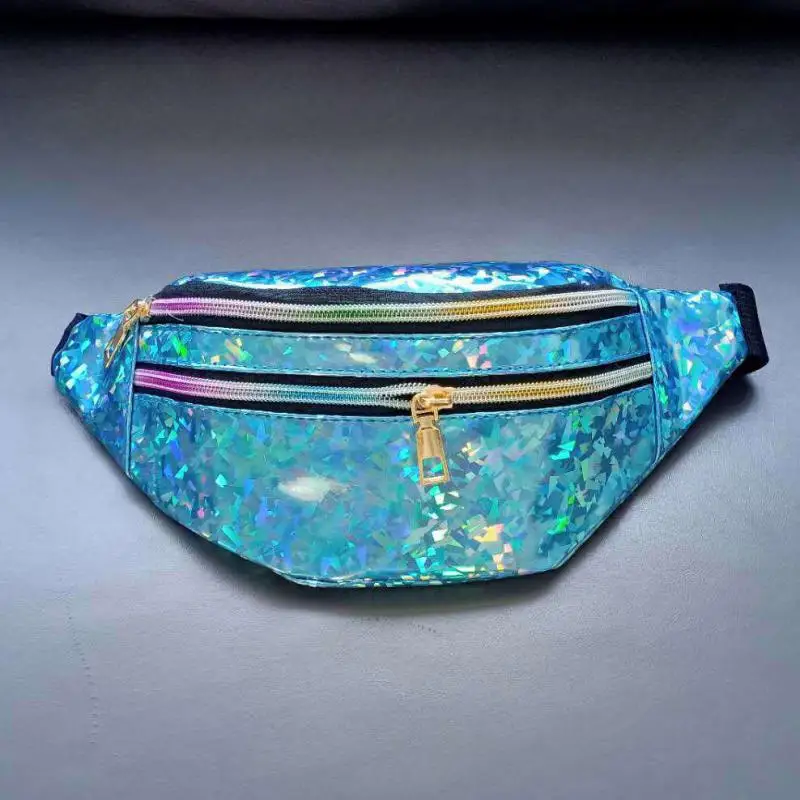 LXFZQ Holographic Waist Bags Women Silver Fanny Pack Female Belt Bag Geometric Waist Packs Laser Chest Phone Pouch Crossbody