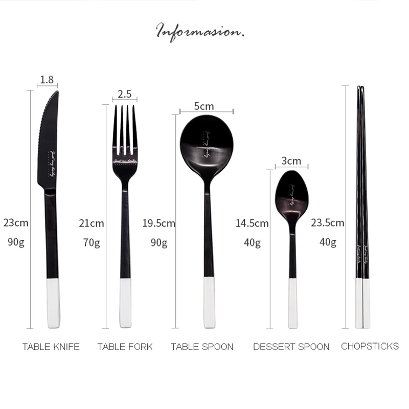 Nordic Dinnerware Dining Table Set Stainless Steel Cutlery Set Fork Spoon Knife Chopsticks Sets Stitching Color Kitchen Flatware