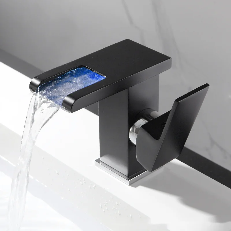 Zhang Ji  LED Temperature Control Faucet Color Of The Glass Faucet Changes According To The Temperature For Bathroom