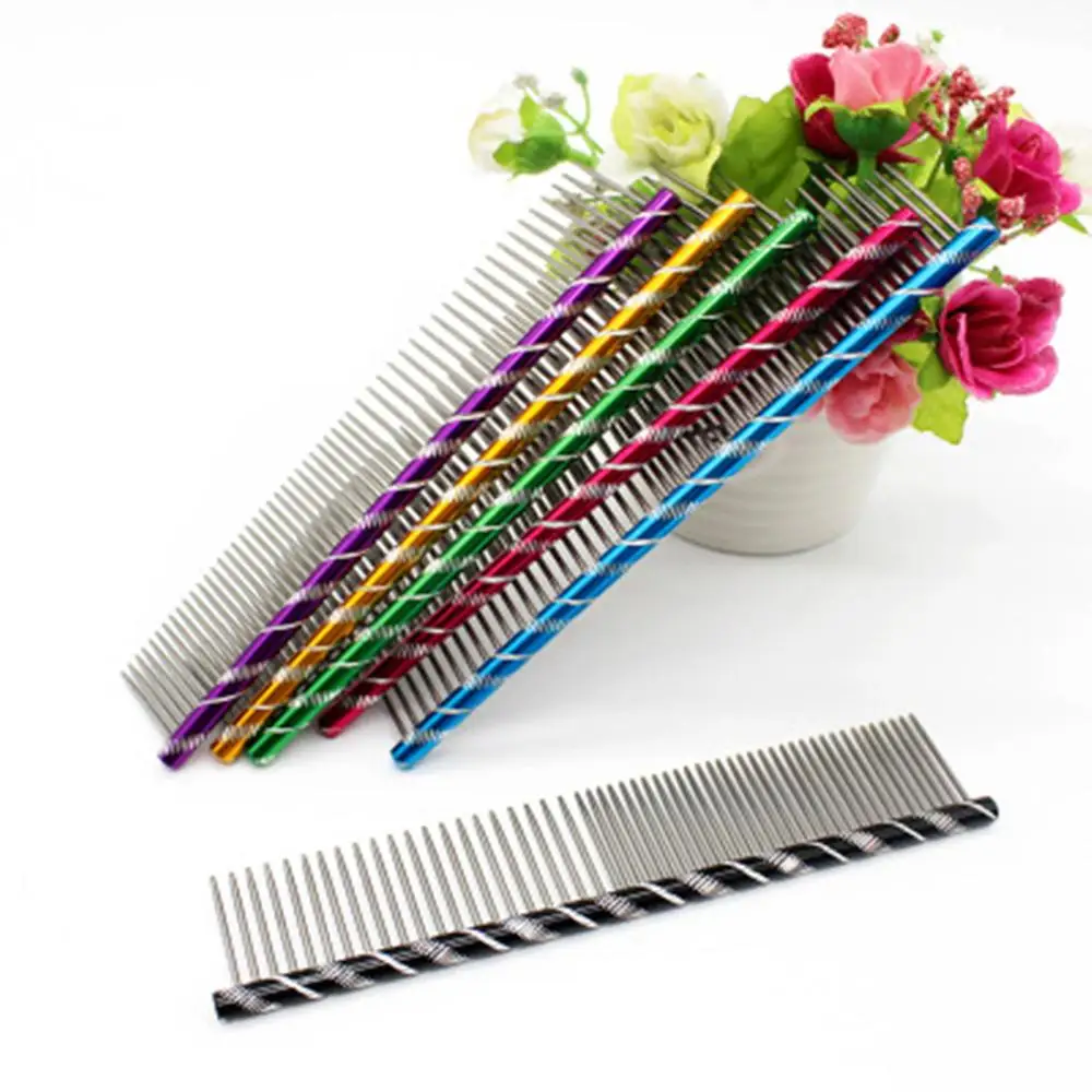 1pc Pet Comb Cats and Dogs Grooming Hair Removal Comb Stainless Steel Straight Comb Puppy Long Thick Hair Care Cleaning Combs