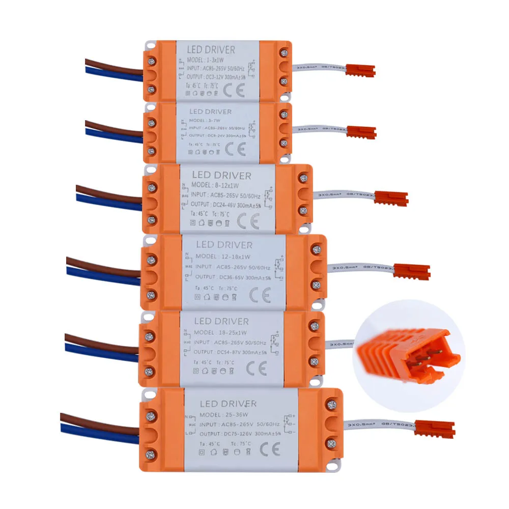 

1-36W Double-color Shell Isolated driver Power Supply Constant Current 300mA Automatic Voltga Control Lighting Transformers