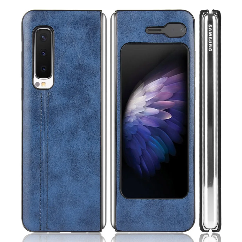 For Samsung Galaxy Fold 5G SM-F907B Case Ultra-thin Suture Soft Edge PU Leather Hard Phone Cover For Samsung Fold 4G F900F Case