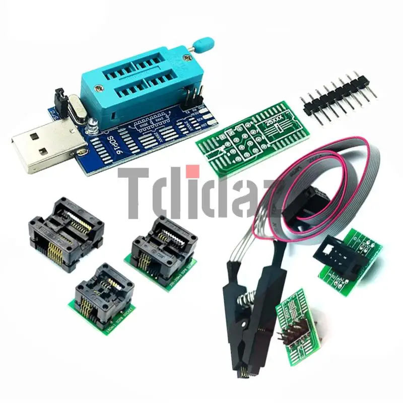 CH341A Programmer adapter+SOIC8 adapter+ SOP8 clip with cable+1.8V adapter CH341A EEPROM Flash BIOS USB programmer ZIF adapter