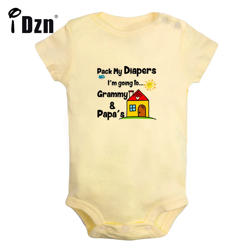 

Pack My Diapers I'm going to My Grandparents Baby Boys Fun Rompers Baby Girls Cute Bodysuit Infant Short Sleeves Jumpsuit