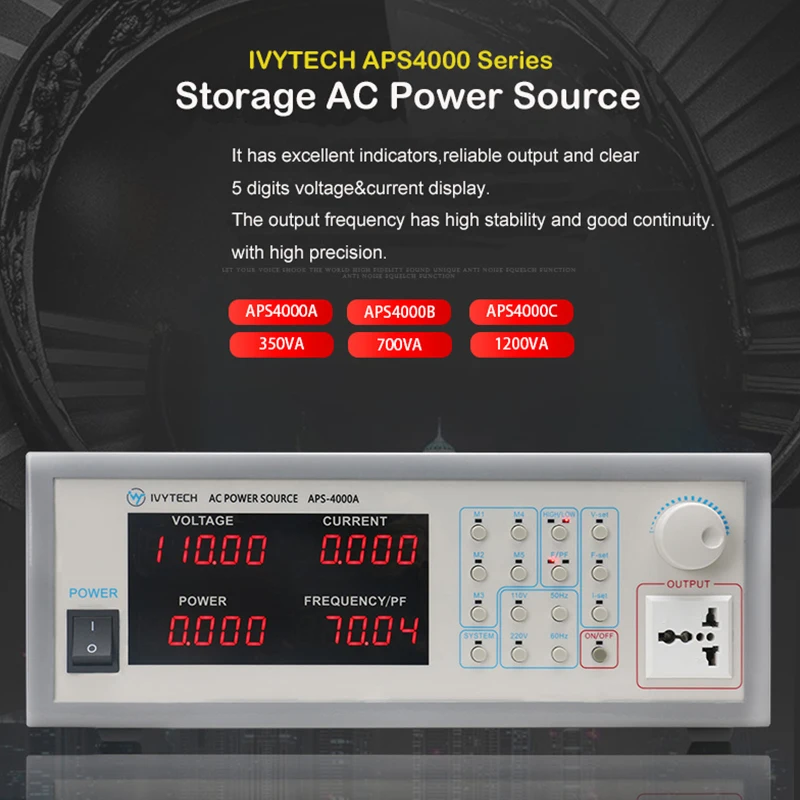 Imagem -04 - Ivytech-fonte de Alimentação ac Bancada de Armazenamento tipo Variável Fonte de Alimentação de Frequência 350va 700va 1200va Aps4000a Aps4000b Aps4000c