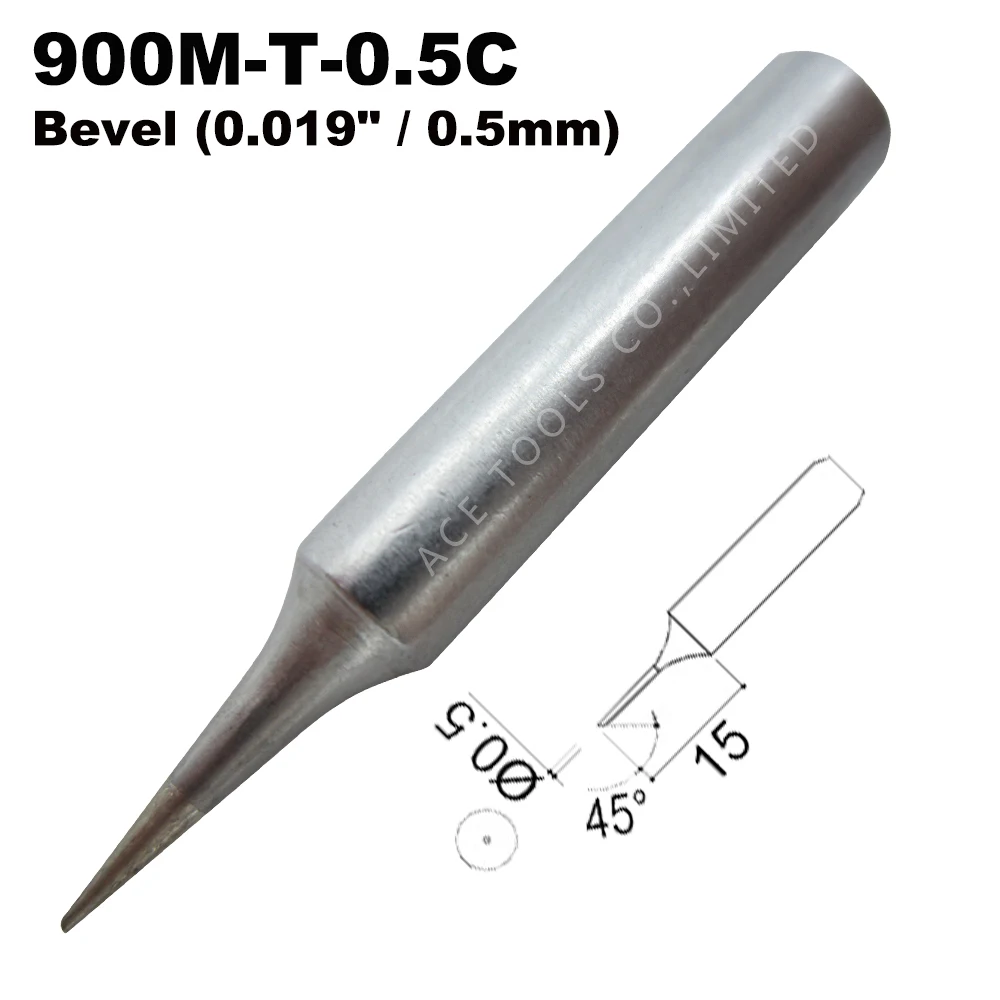 

Soldering Tip 900M-T-0.5C Bevel 0.5mm for Hakko 936 907 Milwaukee M12SI-0 Radio Shack 64-053 Yihua 936 X-Tronics 3020 Iron Bit