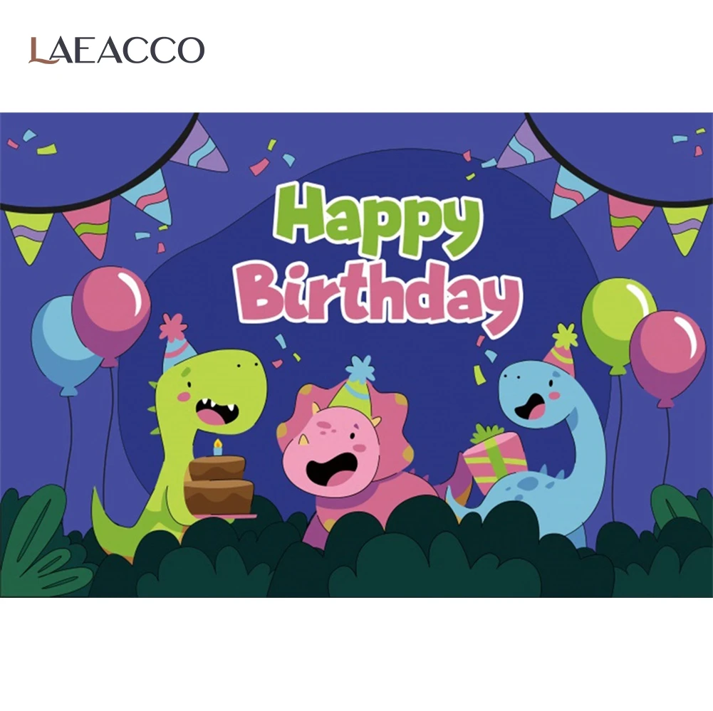 การ์ตูนไดโนเสาร์เด็กวันเกิดภาพพื้นหลังภาพเด็กทารกโปสเตอร์ที่กำหนดเองครอบครัวการถ่ายภาพฉากหลัง Photocall แบนเนอร์