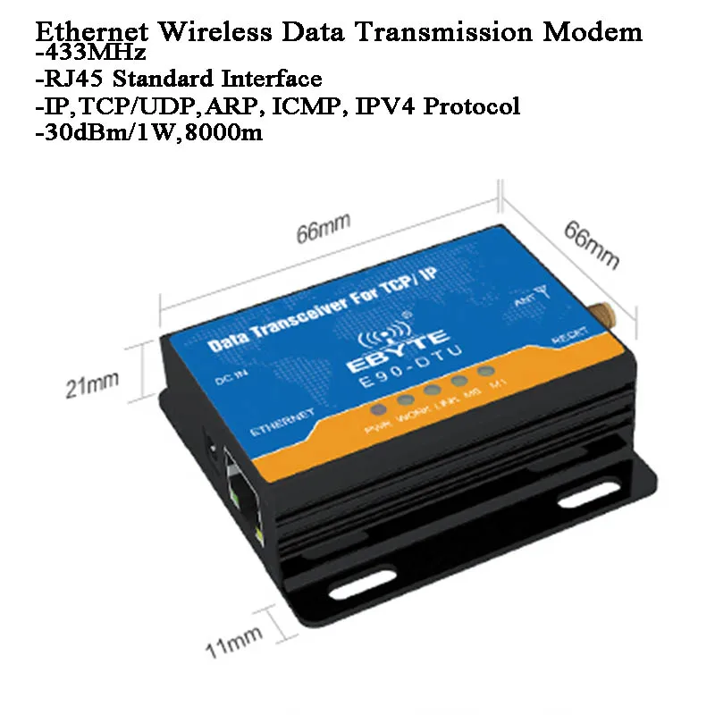 

8000m Lora Ethernet Wireless data transceiver module modbus gateway 433MHz RJ45 TCP/UDP Alarm/Home aumation/Smart argirculture