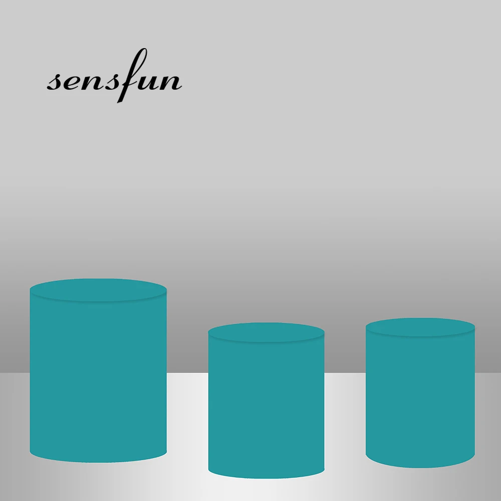 Sensfun Pure White Round Plinth Cover Backdrop Wedding Baby Shower Birthday Party Decor Elastic Custom Photo Background Banner
