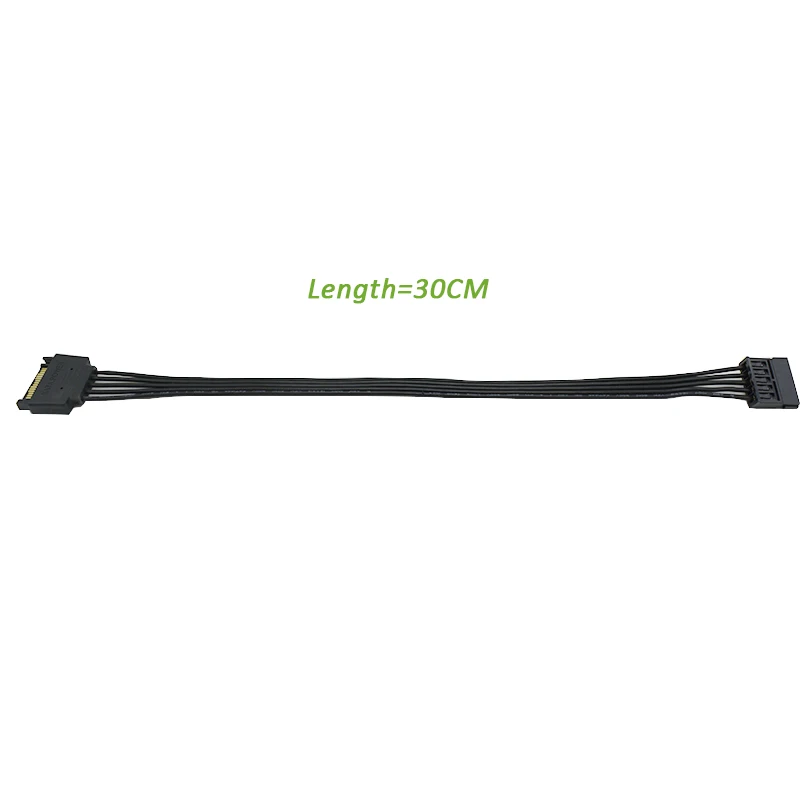 Lingable SATA 15Pin Male to 15P Female Power Extension Cable HDD SSD Power Supply Cable SATA Power Cable 30CM