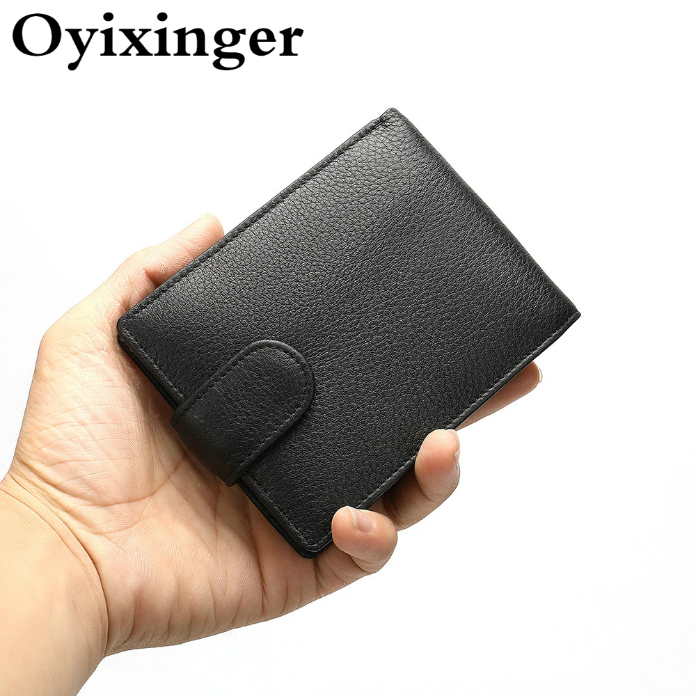 

OYIXINGER мужской кошелек, Повседневный, из натуральной кожи, двойной, кошелек для мужчин, RFID Тонкий кошелек, мужской, несколько держателей карт, маленькое отделение для монет