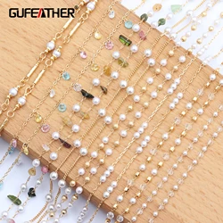 GUFEATHER C63,jewelry accessories,pass REACH,nickel free,18k gold plated,copper,beads,natural stone,diy chain necklace,1m/lot
