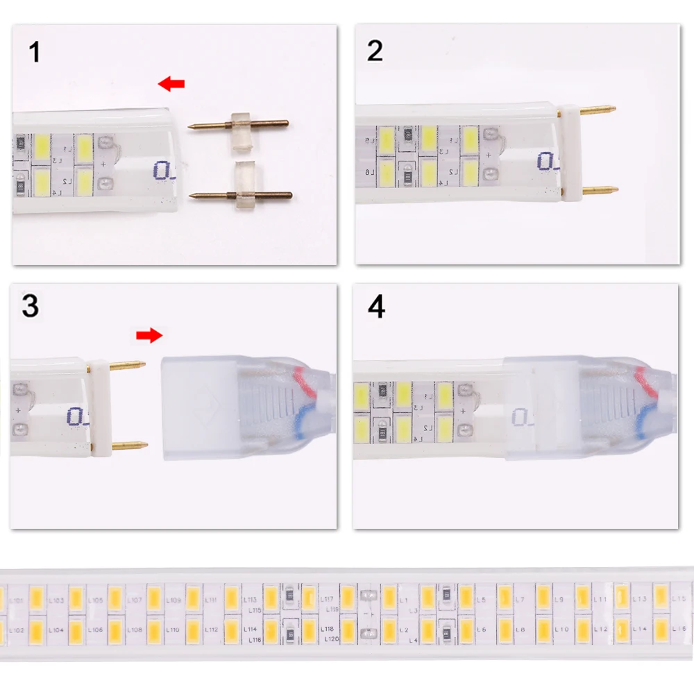 5730 Led Strip 220V 110V Waterproof Warm White/White 240Leds/m Double Row Flex Ribbon Tape LED Stripe With Switch EU/US/UK