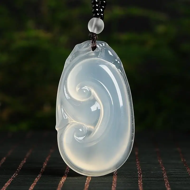 Agate Pendant Ice Jade Lucky Stone Natural Exquisite Chalcedony Necklace Quality Jewelry Accessories Neck Decoration Gift