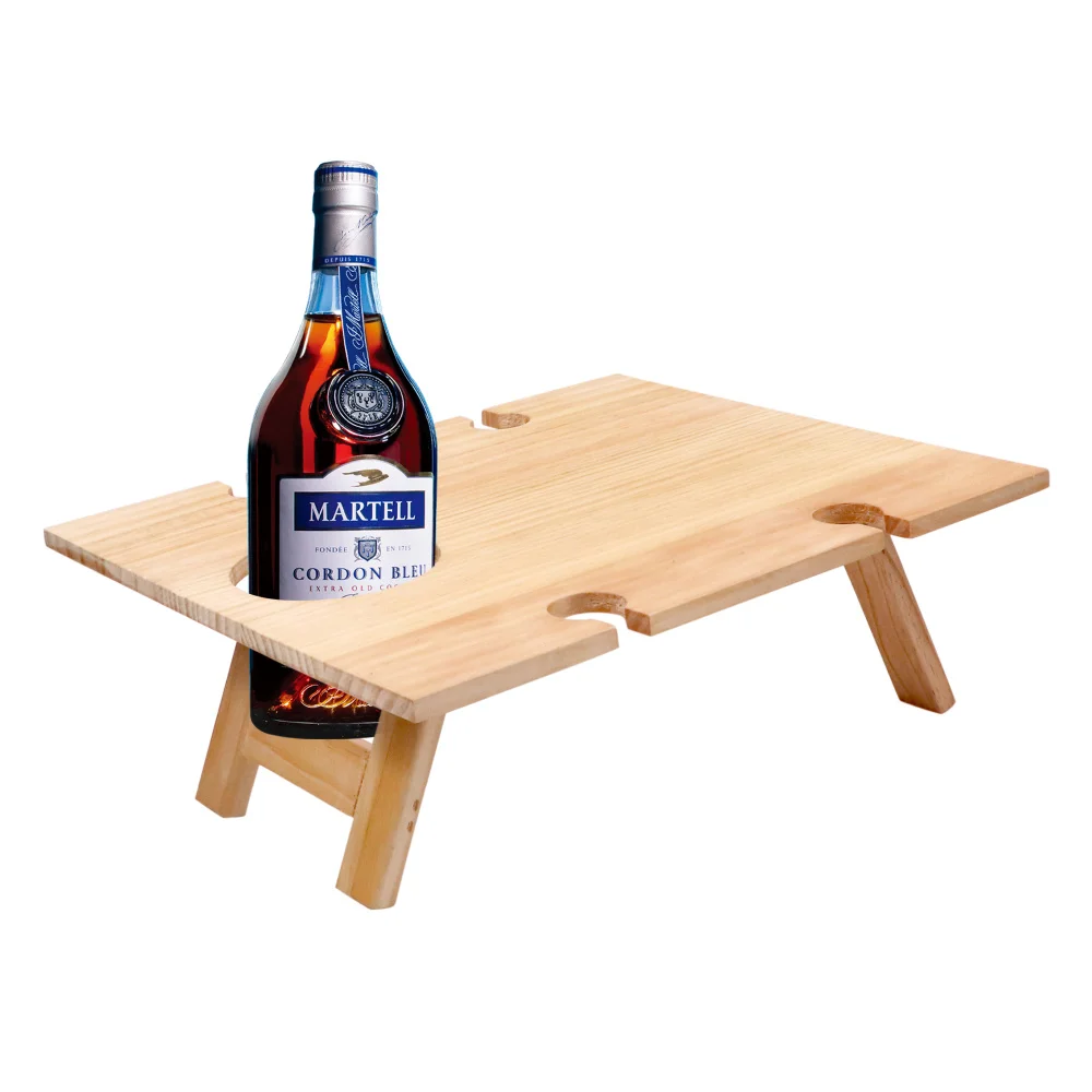 Rectangular Wooden Outdoor Portable Folding Wine Table Wine Lovers Picnic Tables Suitable for Outdoor Beach Camping