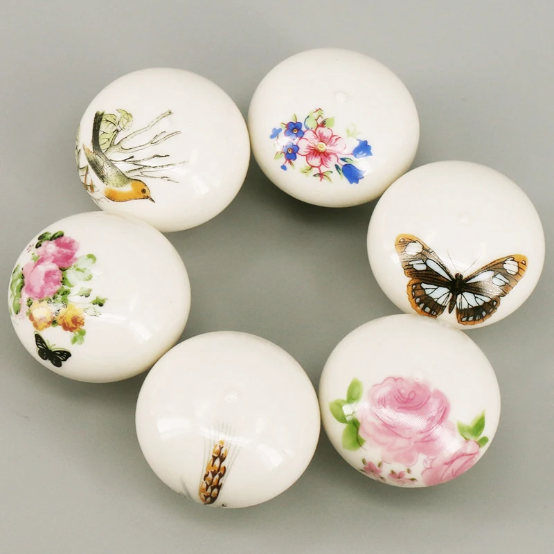 1PC Vintage Furniture handle Printed Ceramic Cabinet Knobs Drawer Pulls Cupboard Wardrobe Door Handle