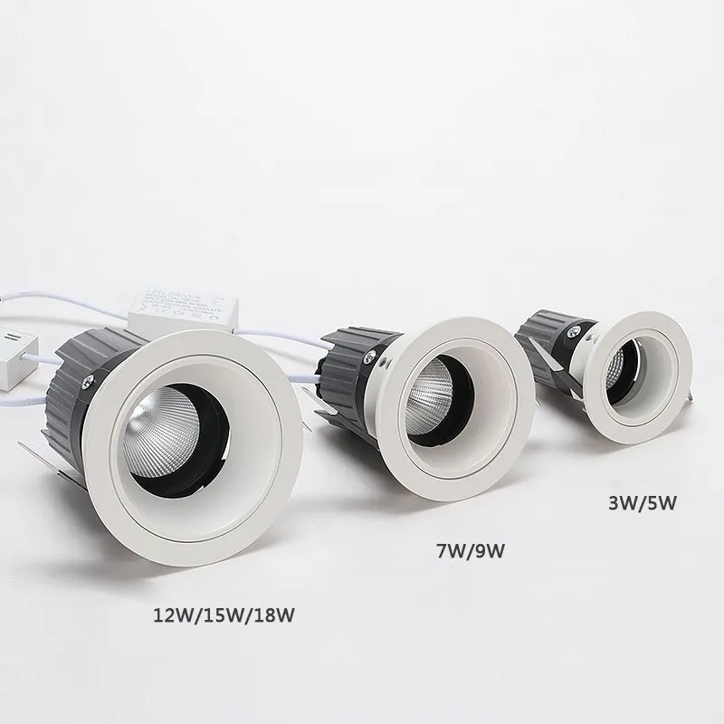 Rimle No Flickering Anti Glare LED Recessed Downlight 5W 12W 15W LED Ceiling Spot Light For Hotel Corridor Bedroom Living Room