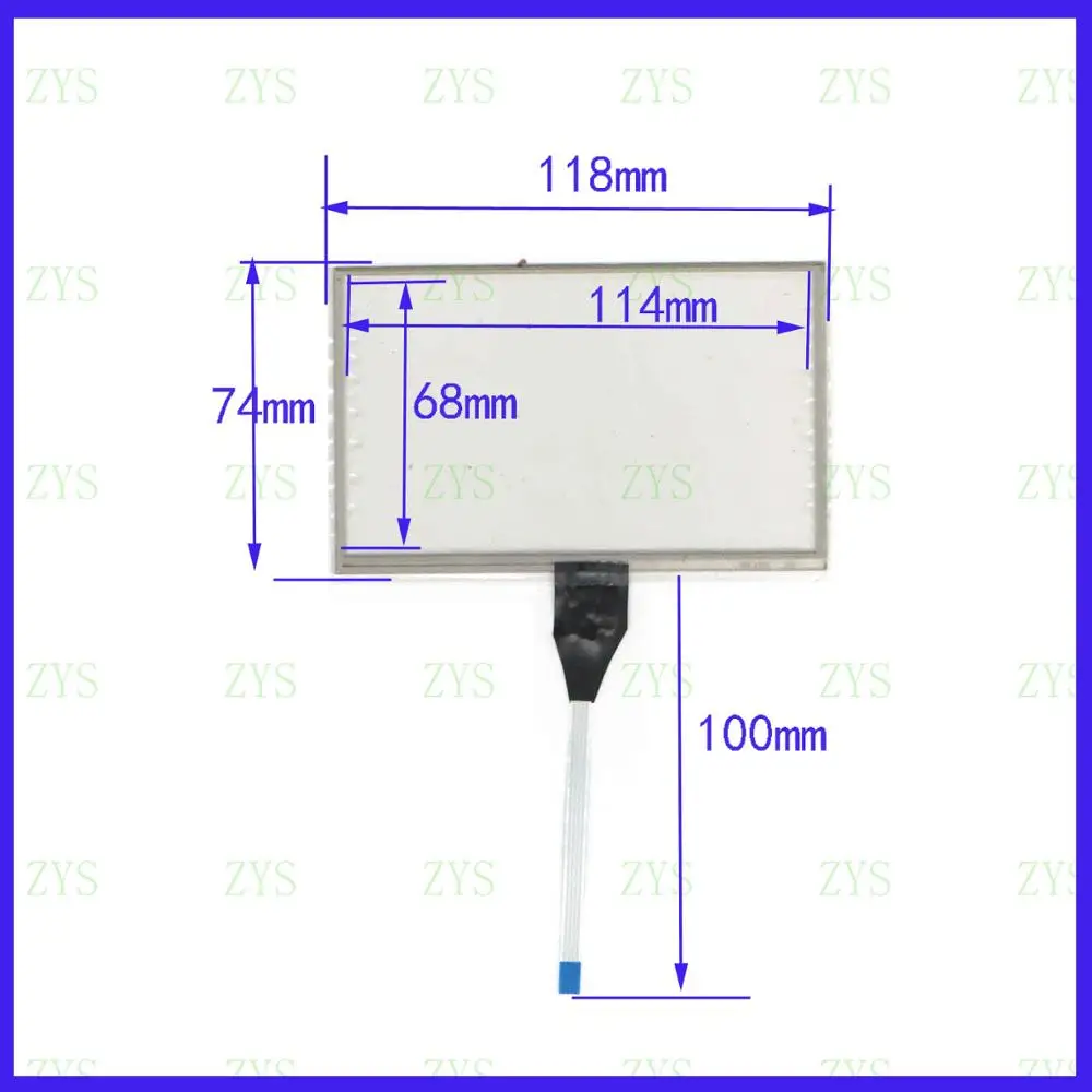 

ZhiYuSun 120* 74mm 5inch 4 lines resistive touch panel for Car DVD Industrial control 120*74