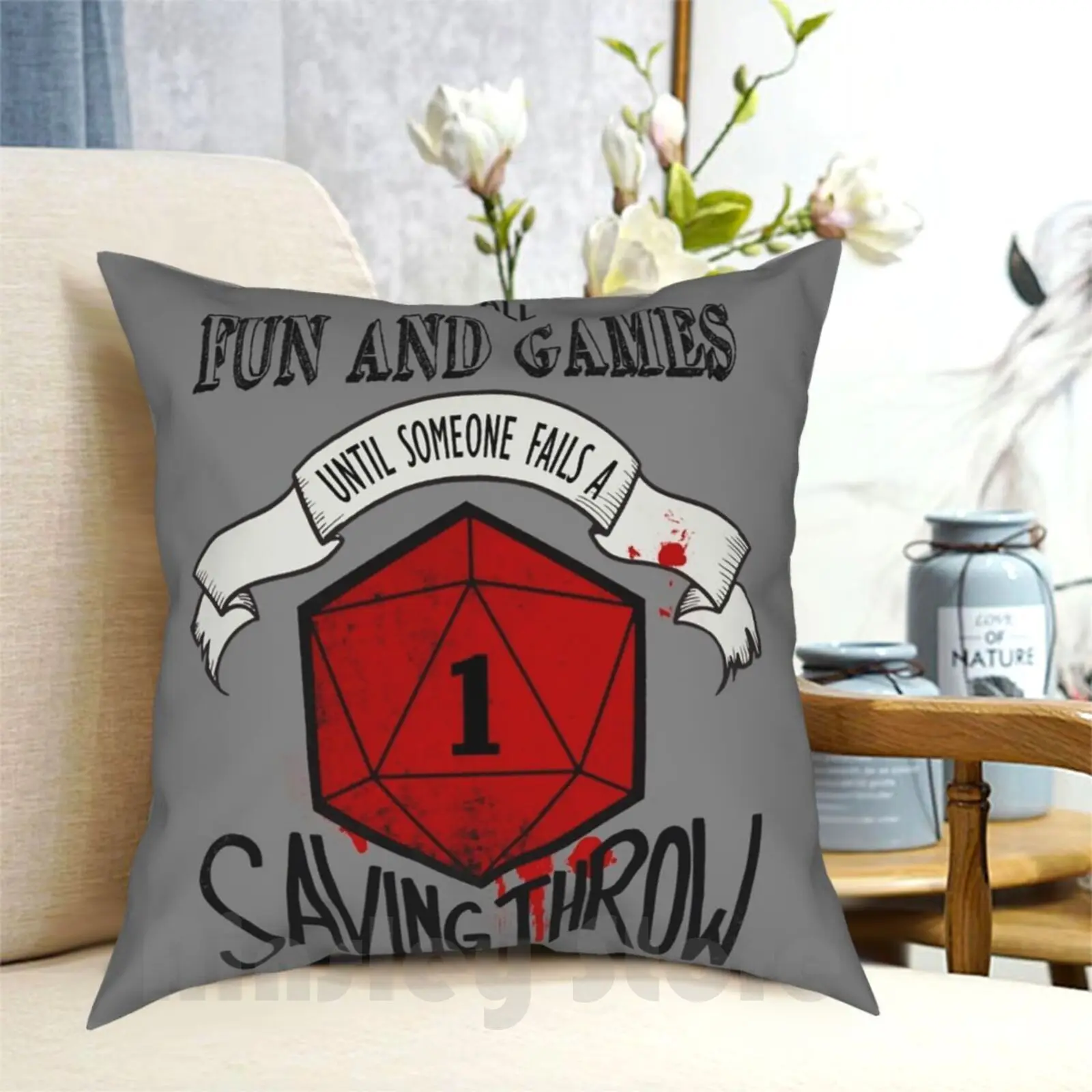 Its All Fun And Games Pillow Case Printed Home Soft Throw Pillow And Pathfinder Rpg Dice Polyhedral Game Table Top World