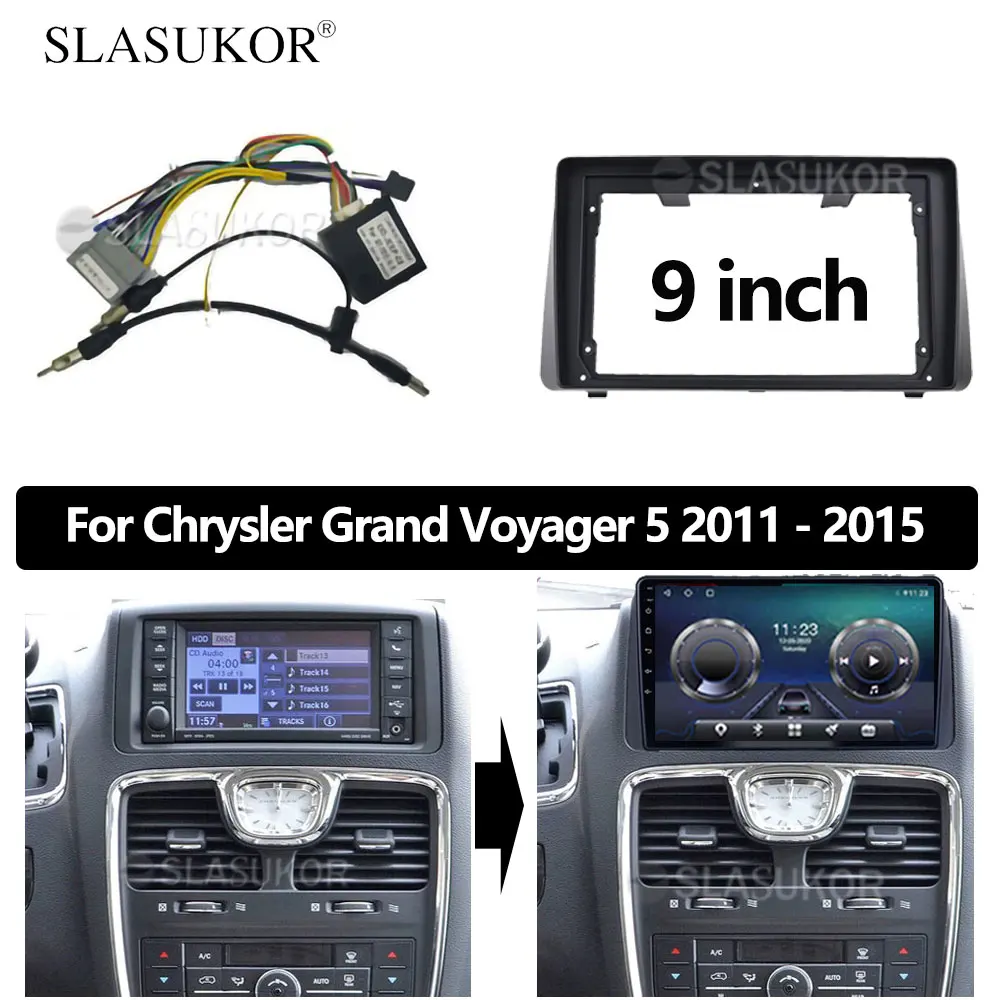 9 inch Android Car For Chrysler Grand Voyager 5 2011- 2015 For Dodge Grand Caravan 2008-2020 Frame or Canbus Cable