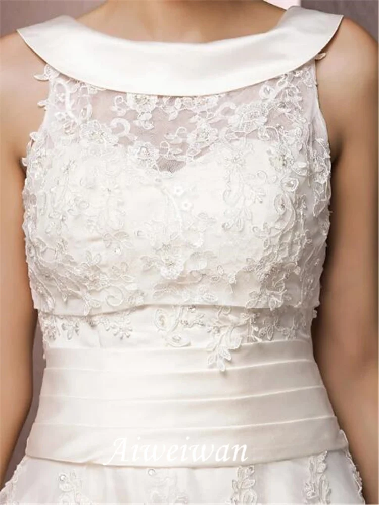 Linha a vestidos de casamento bateau pescoço chá comprimento organza florallace correias regulares formal casual ilusão detalhe com apliques2021