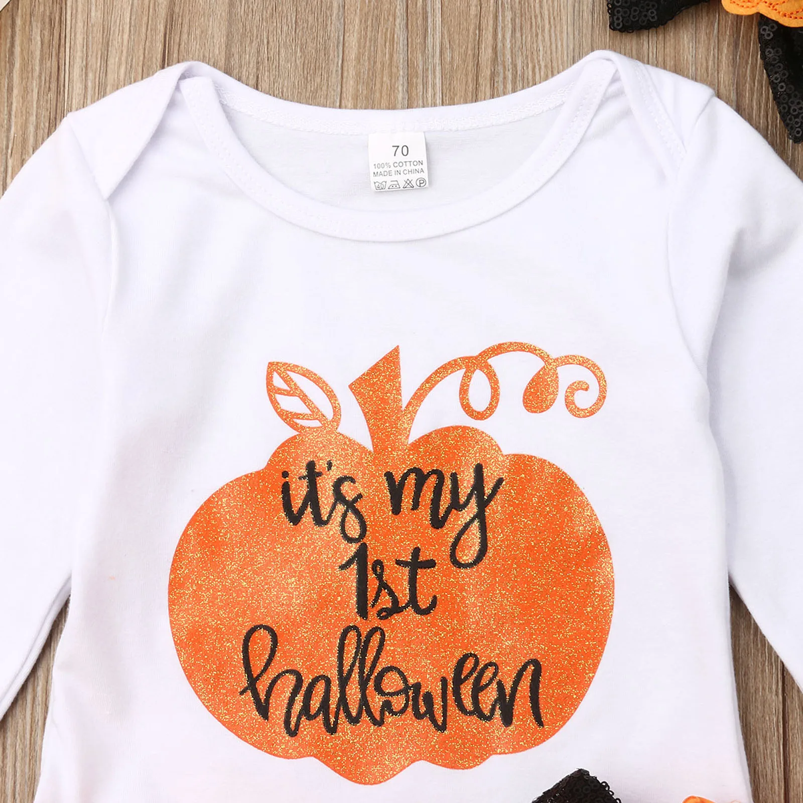 Newborn Baby Girl Clothes My First Halloween Costume Long Sleeve Romper Tulle Tutu Skirt Warm Leggings Headband Outfit