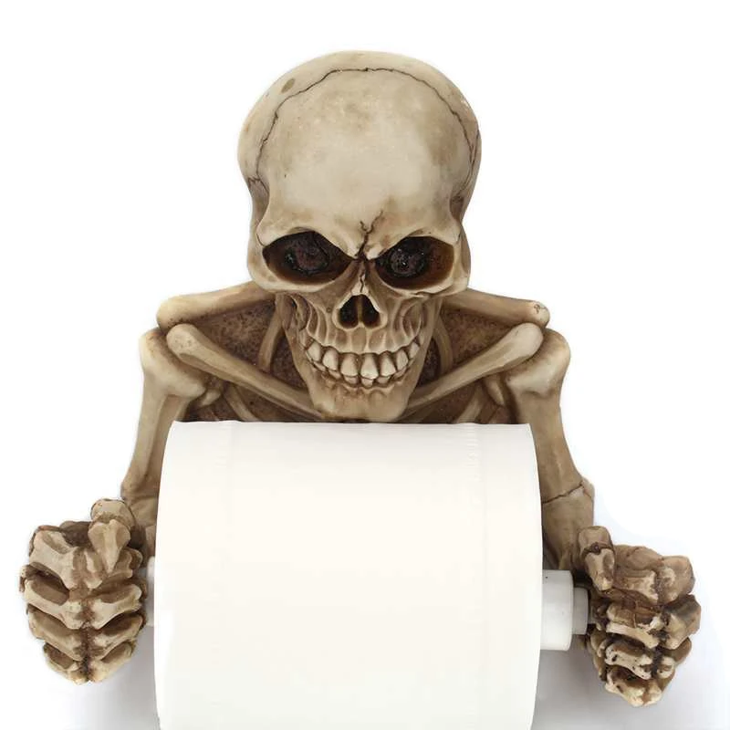 Creative Skull Toilet Paper Holder, Wall Mounted, Bathroom Storage Box