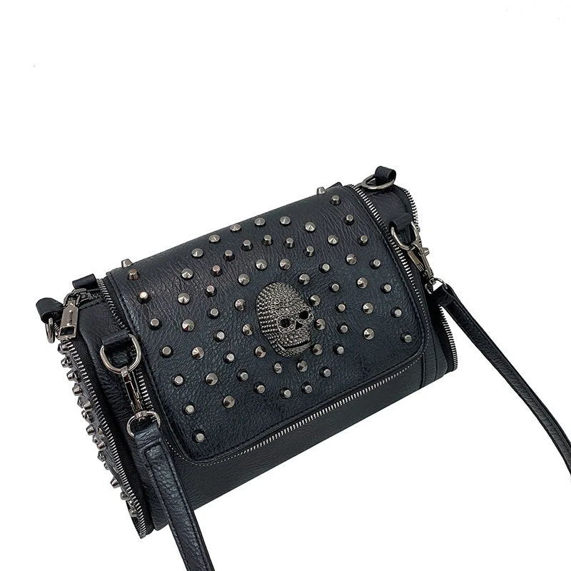 JIEROTYX Sexy torby na ramię z nitami kobieta luksusowy projektant Punk czaszka gotycki styl torebki damskie o dużej pojemności Messenger torby — zdjęcie 2