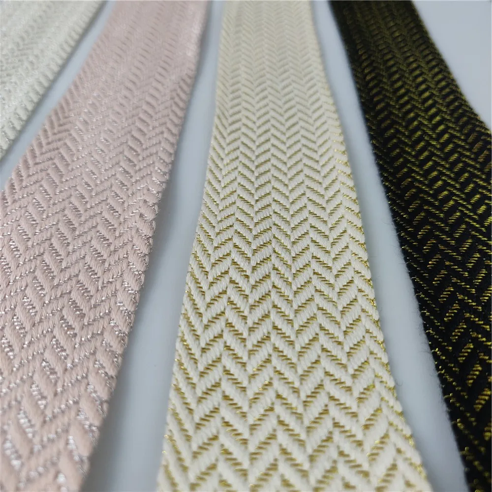 1 Meter Gold Thread Cotton Webbing 40mm Width Soft Thin Ribbon Sewing Material for Bag Strap Belt DIY Clothes Tape Decor Craft