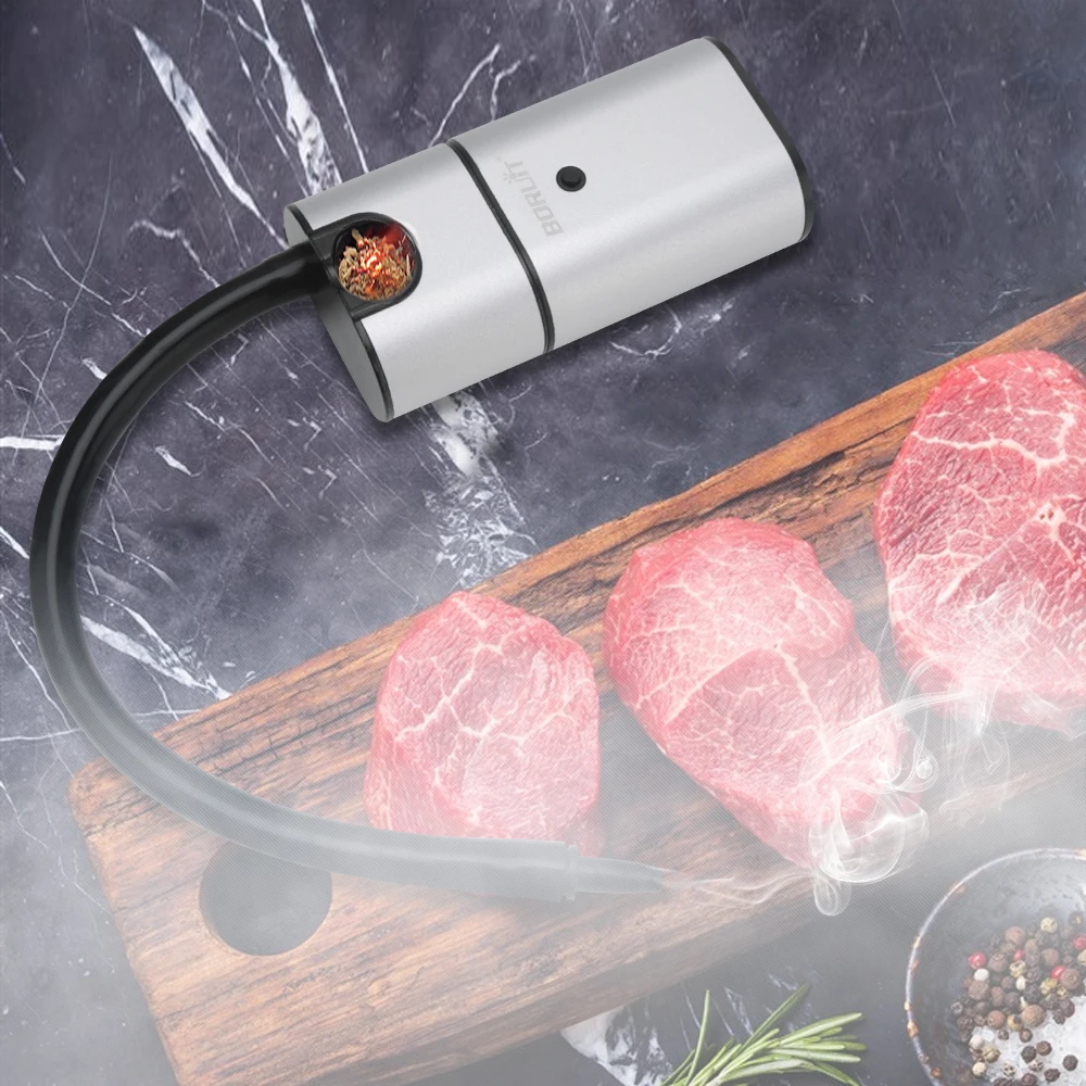 BORUiT Portable Molecular Cuisine Smoking Gun Food Cold Smoke Generator Meat Burn Smokehouse Cooking Tools Kitchen Accessories