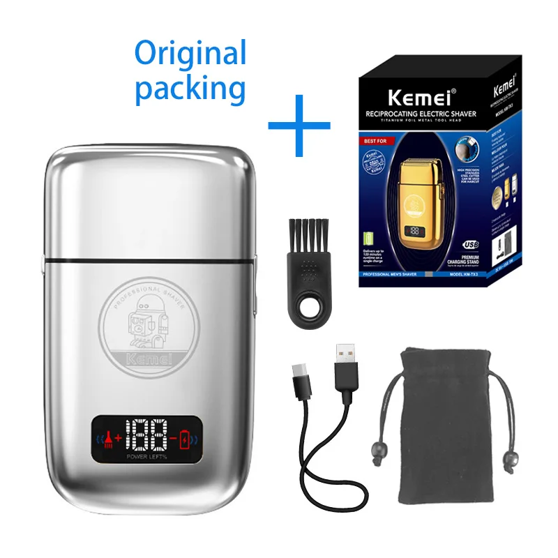 Kemei All-metal Electric Shaver Men Electric Razor Rechargeable Beard Shaver Floating Hair Trimmer Face Care Shaving Machine