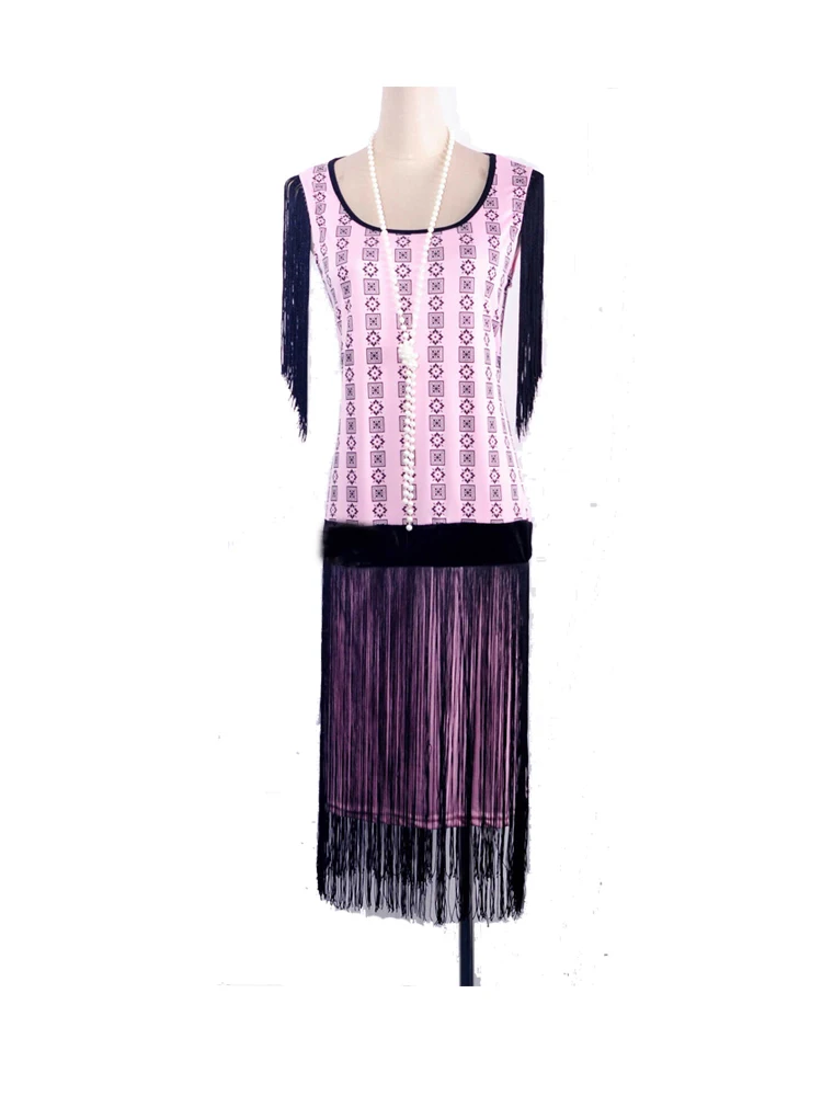 Pink 1920s Great Gatsby Dress Tiered Fringe Flapper Dress 20s Charleston Party Fancy Tassel Dress Costume Sexy Fringed Dress