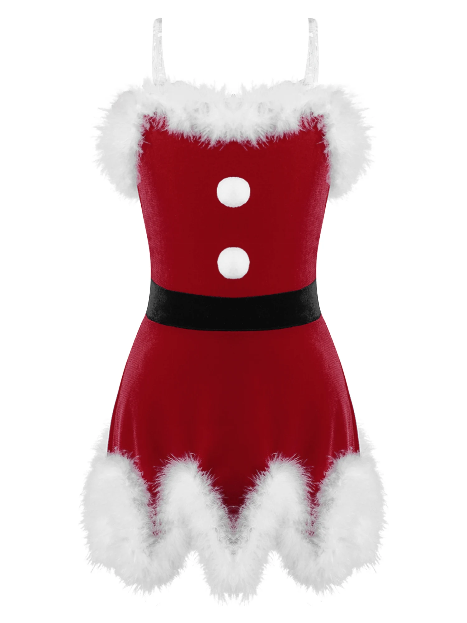 Kids Girls Christmas Elf Costume For Kid Adjustable Spaghetti Straps Irregular Hem Dress Girl New Year Santa Claus Cosplay Drss