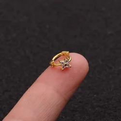 1 PCS Simple Small Zircon Mini Flower Ear Hoop Cartilage Cuff Clip Earring Cute 5 mm Circle Copper Hoop Ear Piercing Jewelry