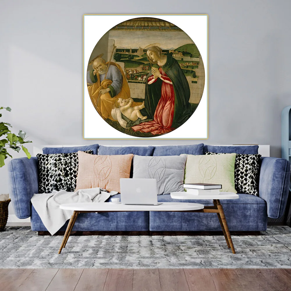 Citon Sandro Botticelli《Adoration of the Christ Child》Canvas Oil Painting Artwork Poster Wall Background Decor Home Decoration