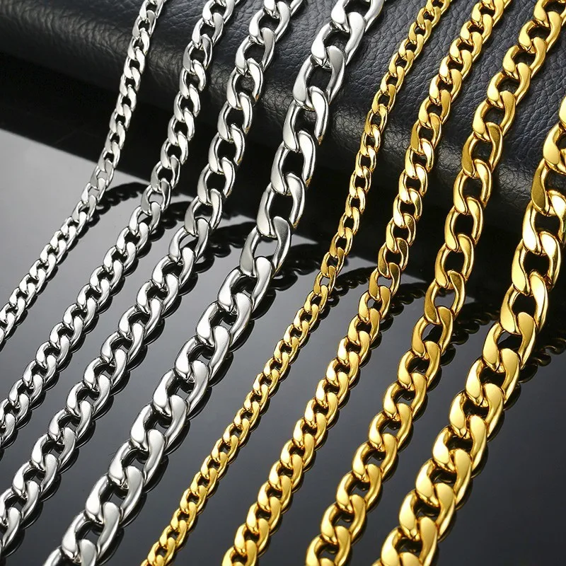 Modyle Men's Necklace Round Miami Cuban Link Chain Gold Silver Color Stainless Steel Necklace for Man Punk Boy Male Colar Gifts